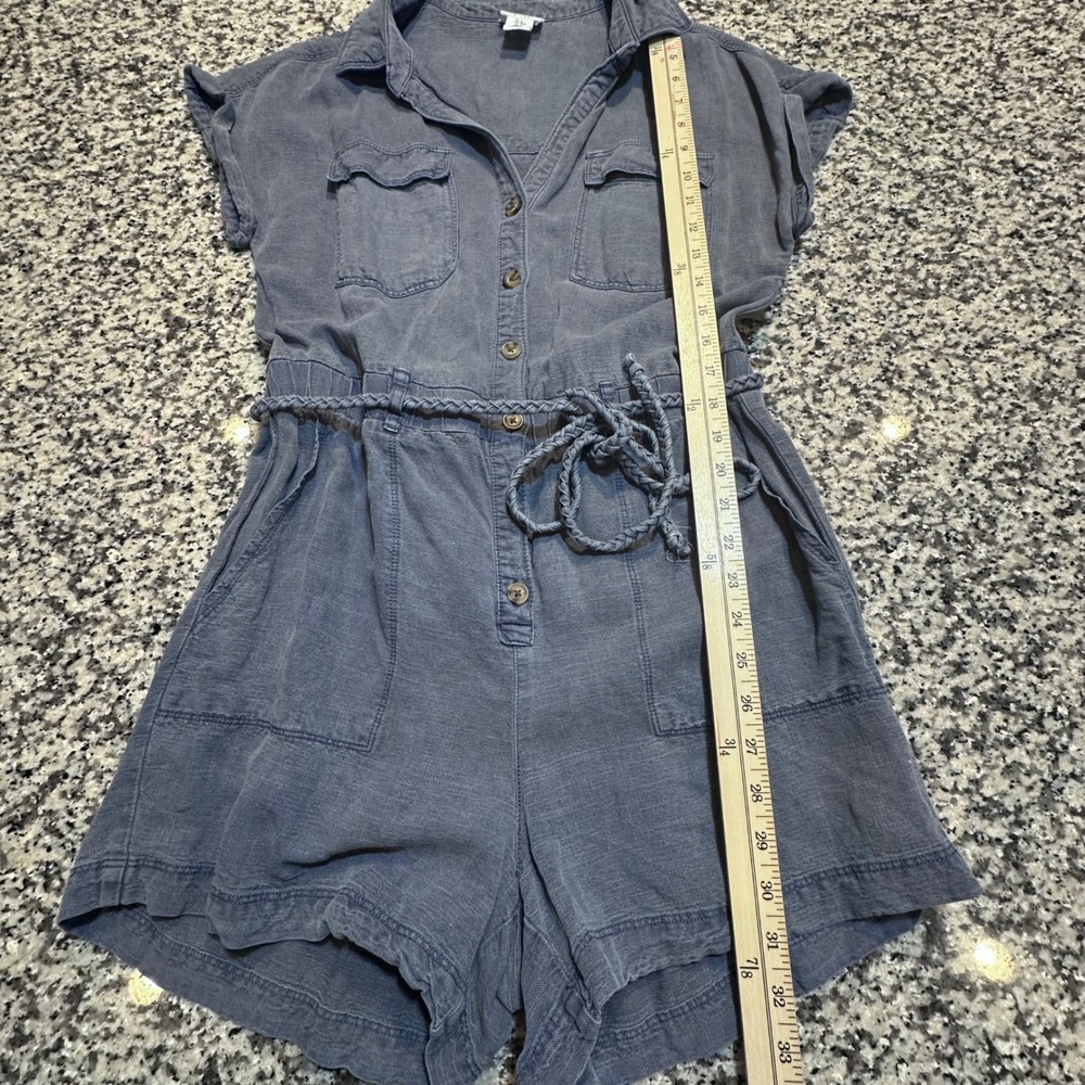 Nicole Miller New York Utility Romper Short Sleeve Belted Gray Women's M - Picture 6 of 9